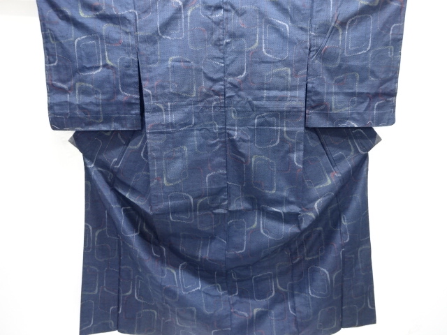 抽象模様織り出し手織り紬単衣着物